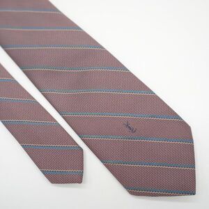 Yves Saint Laurent Purple Teal Woven Striped Short‎ Skinny Silk Tie